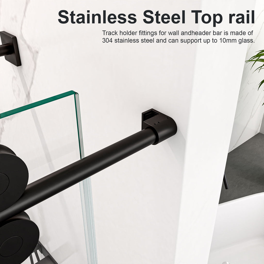 Frameless Single Sliding Shower Door With Clear Tempered Glass