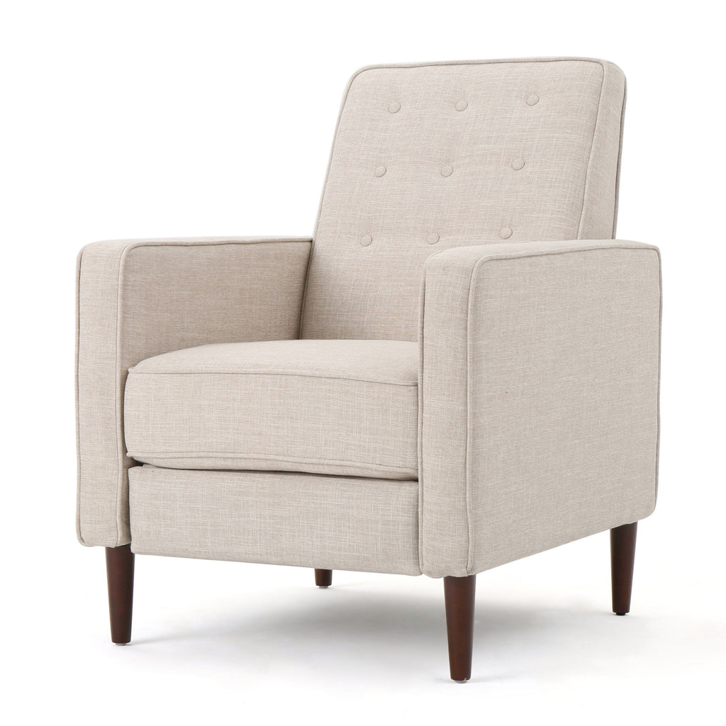 Mid-Century Modern Recliner With Button Tufted Waffle Stitch