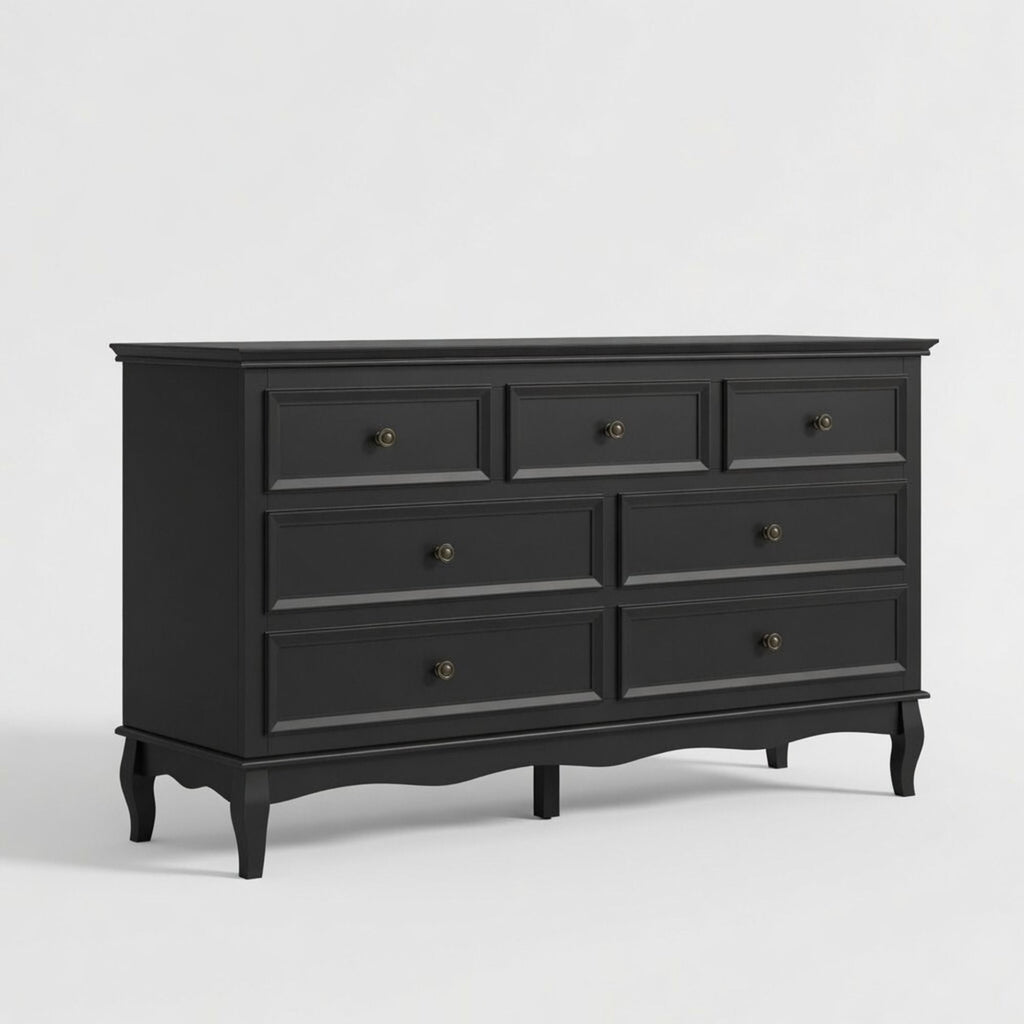 7 Drawer Dresser, Storage Chest - Black