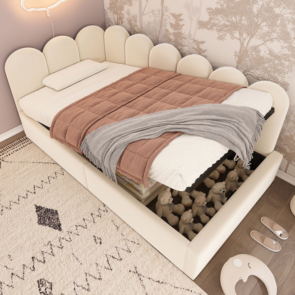 Upholstered Daybed With Metal Slatted Base