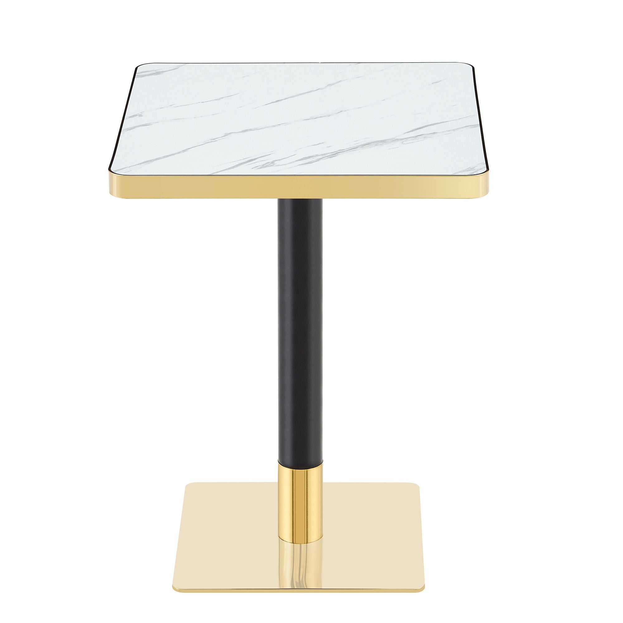 Square Dining Table & Pedestal For Kitchen - Black / Gold / White