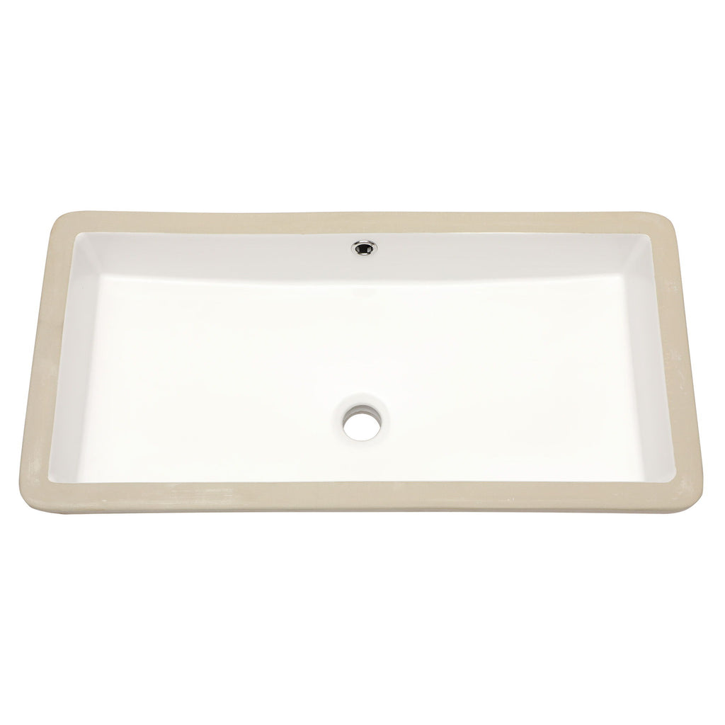 Modern Rectangular Undermount Bathroom Sink With Overflow Ceramic