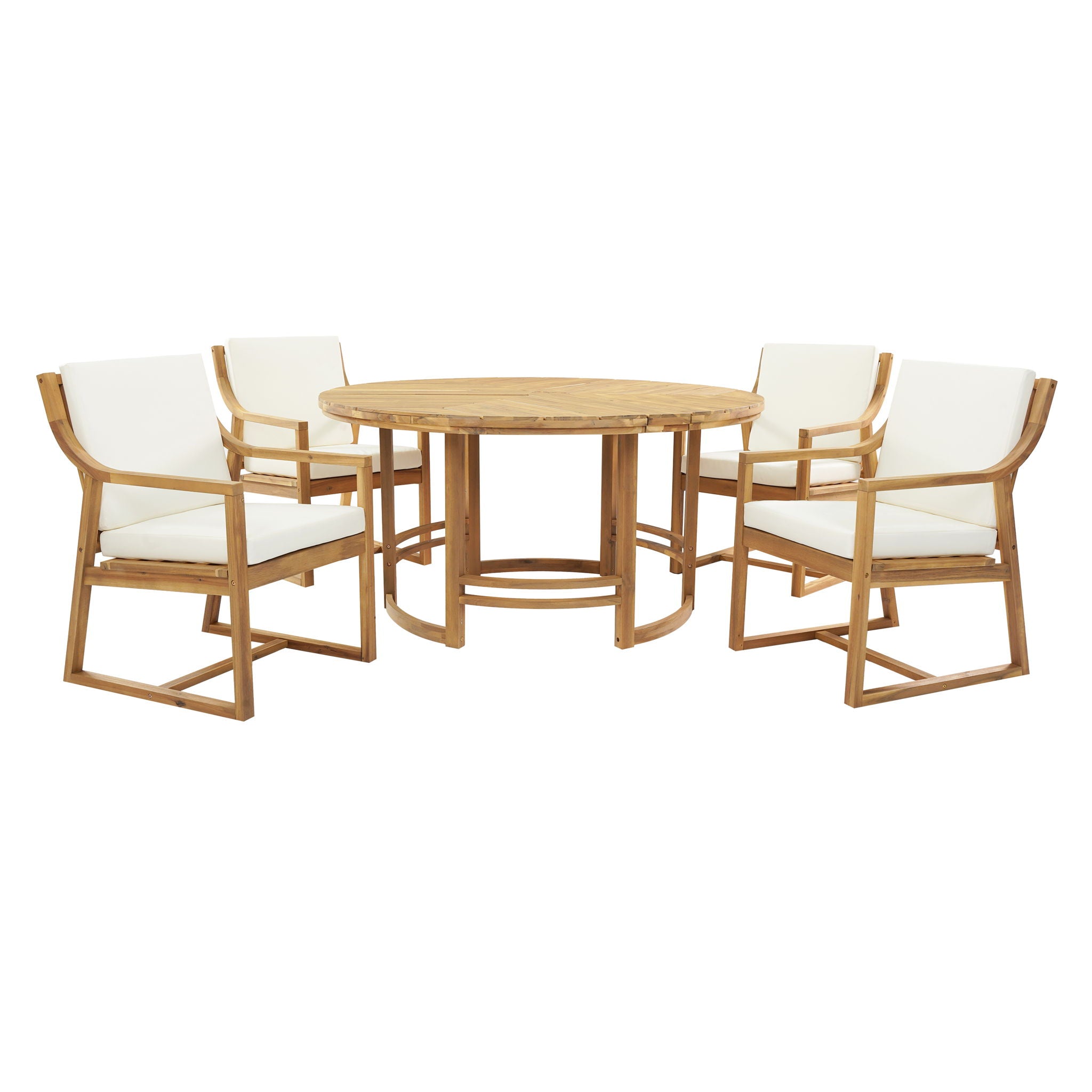 5 Piece Outdoor Dining Set, Patio Table And Chairs With Umbrella Hole
