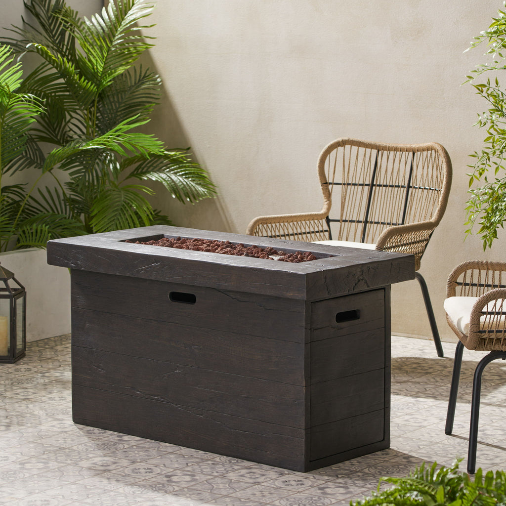 Custer - Rectangular Fire Pit 50, 000 Btu Magnesium Oxide - Brown