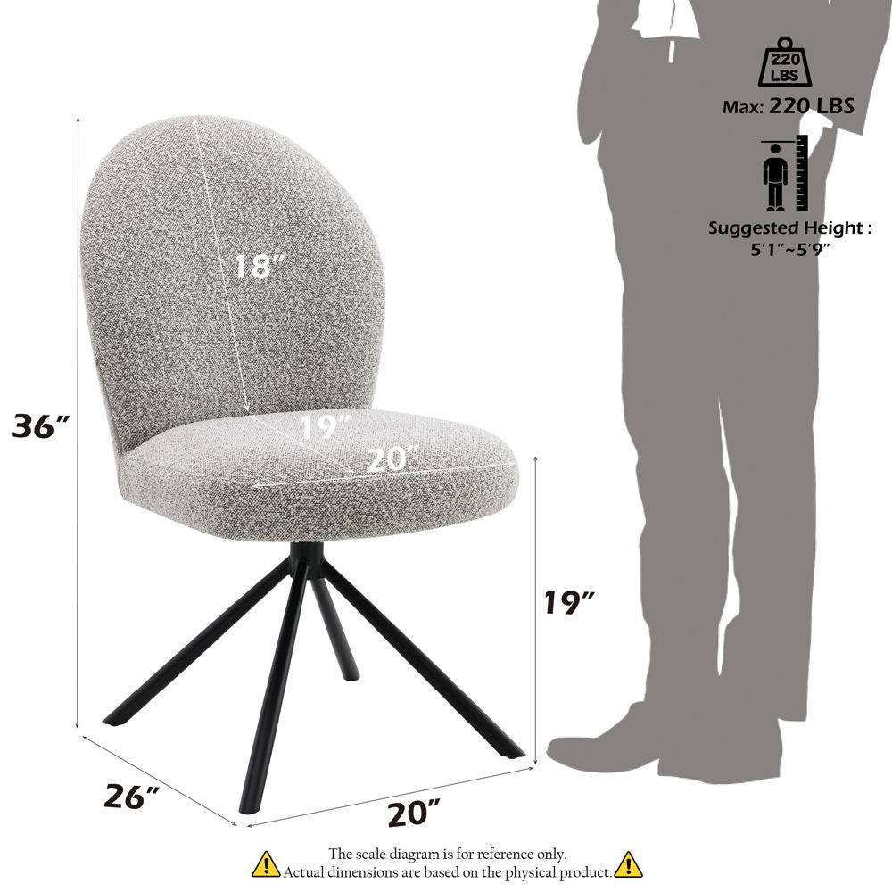 Lawton - Side Chair With Swivel (Set of 2) - Gray Boucle & Black