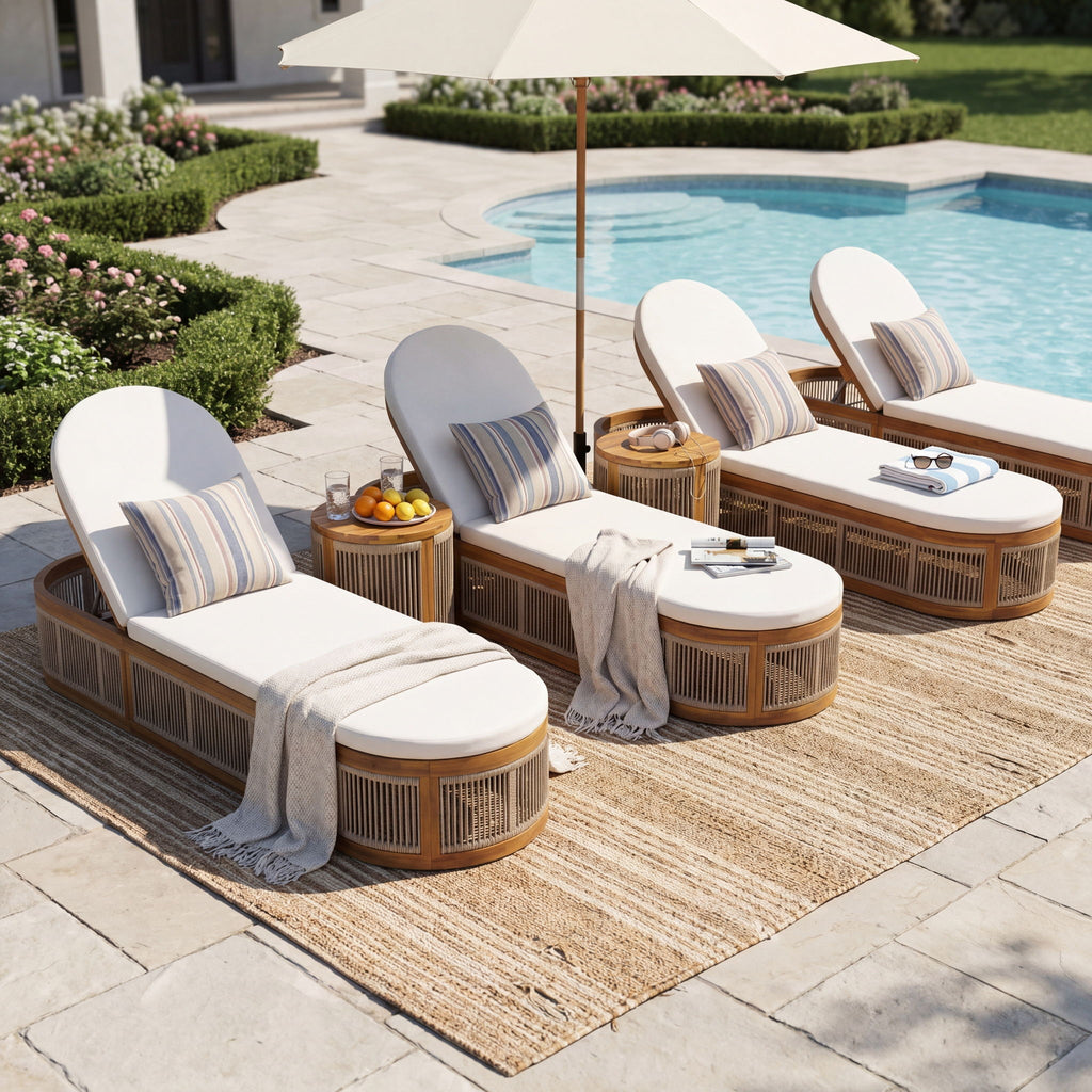 Chaise Lounge Set With 3 Position Adjustable