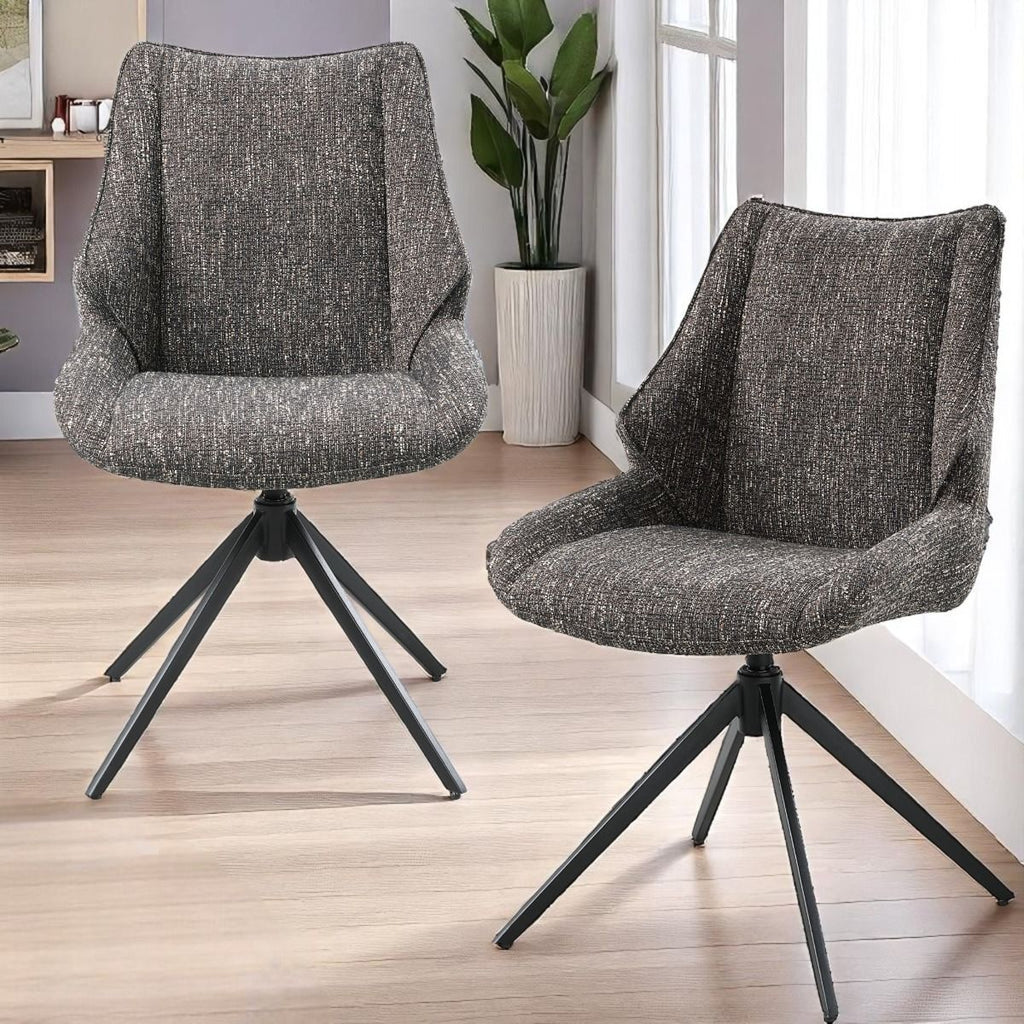 Malika - Side Chair With Swivel (Set of 2) - Brown Chenille