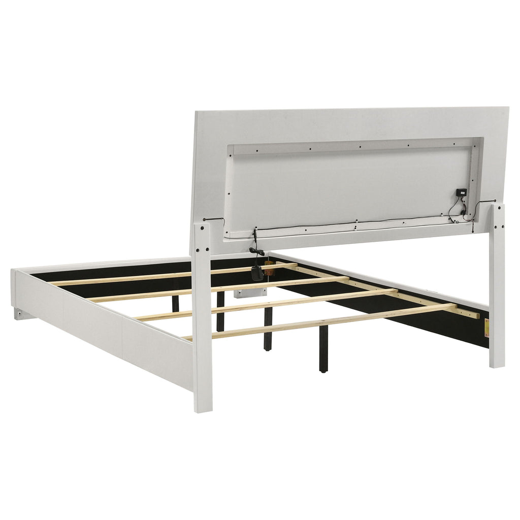 August - 6 Piece Queen Panel Bedroom Set With LED Lighting - White