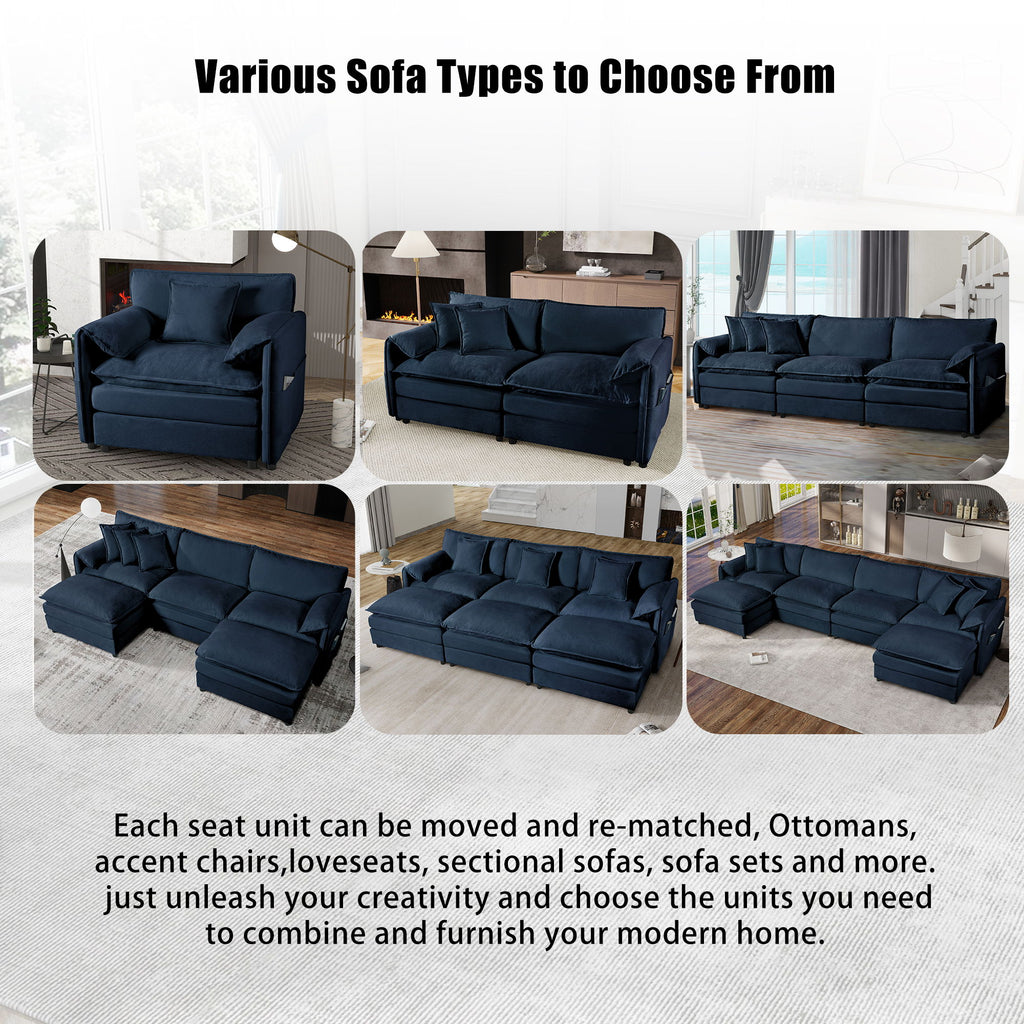 Modern Upholstered Loveseat And Armchair Set With Pillows