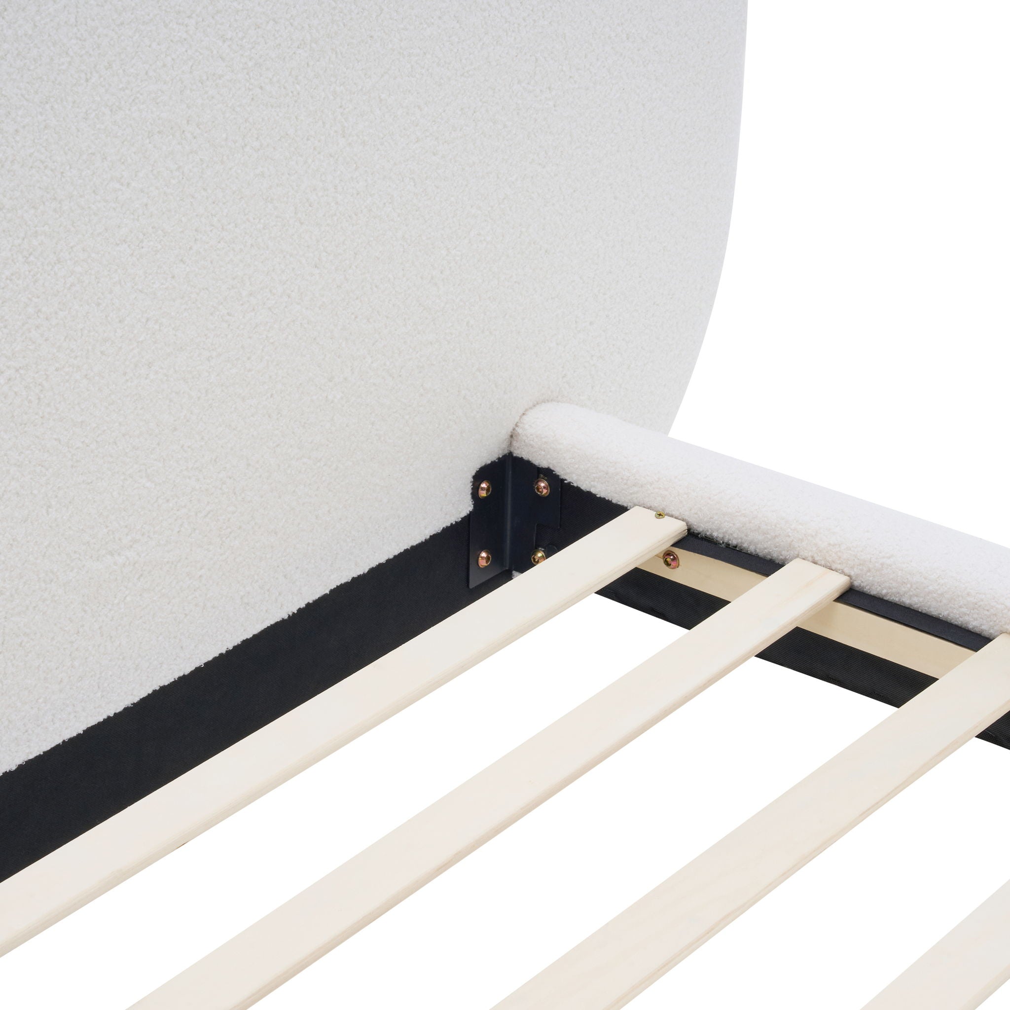 Queen Size Upholstered Platform Bed Frame With Split Headboard - White