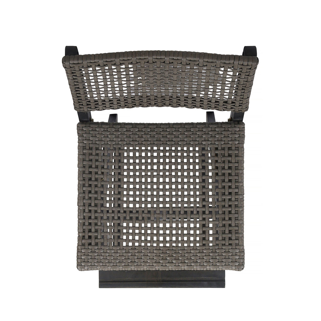 Outdoor Folding Acacia Wood Barstools With Rattan Backrest And Seat