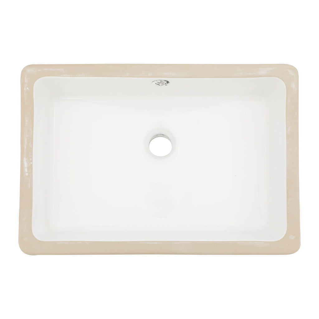 Modern Ceramic Rectangular Undermount Bathroom Sink With Overflow