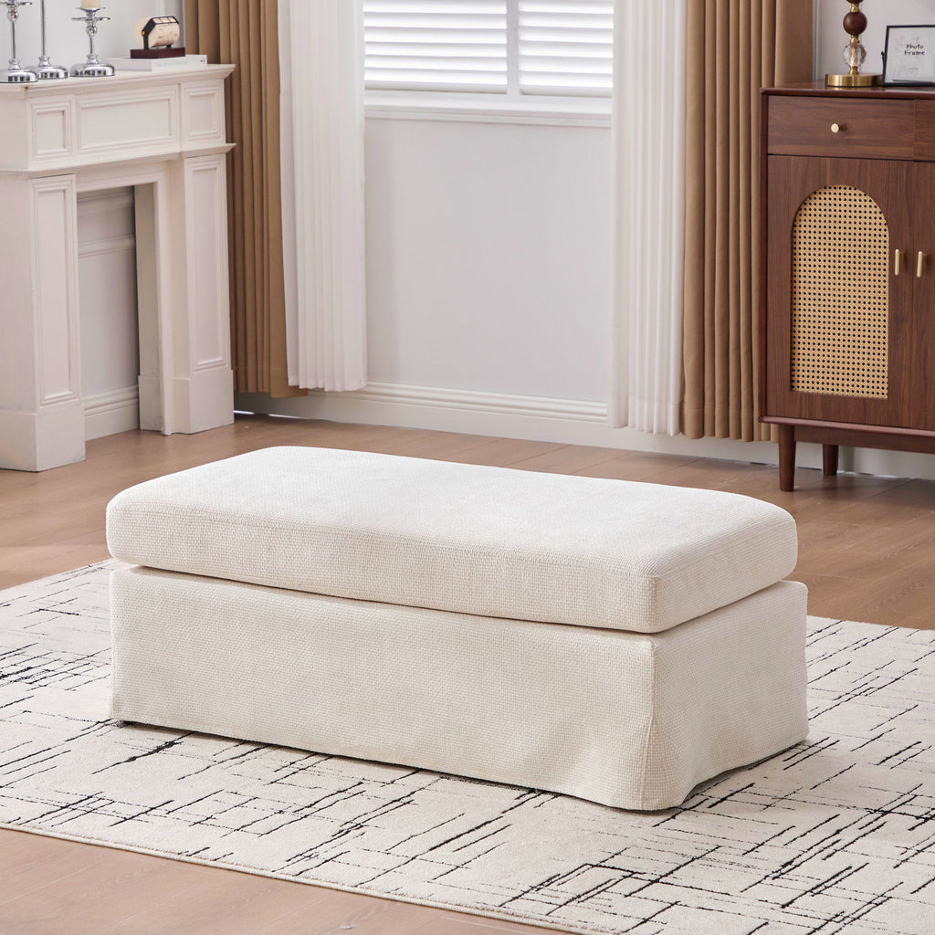 Wide Modern Upholstered Ottoman Foot Stool