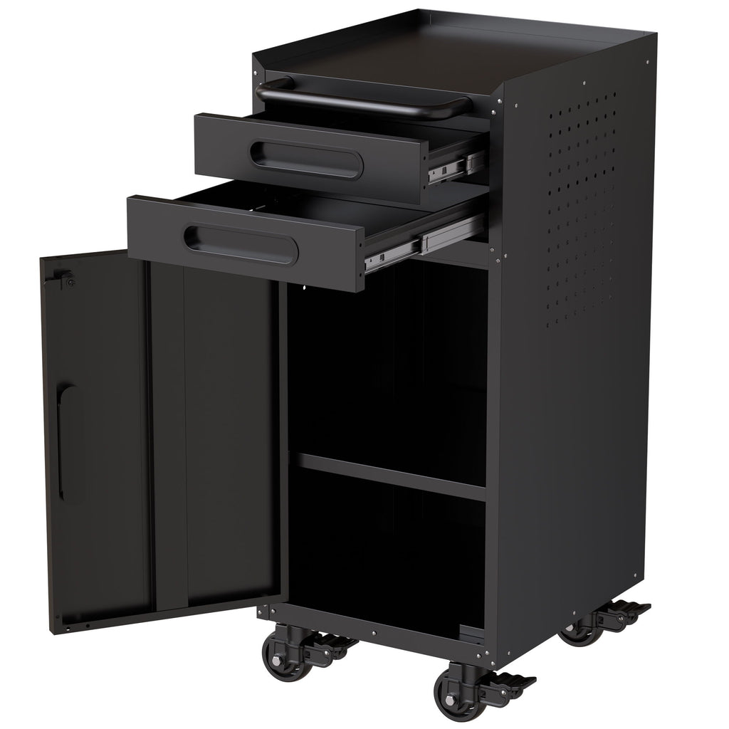 Rolling Tool Cabinet Heavy Duty Garage Storage With Lockable Doors & Drawers