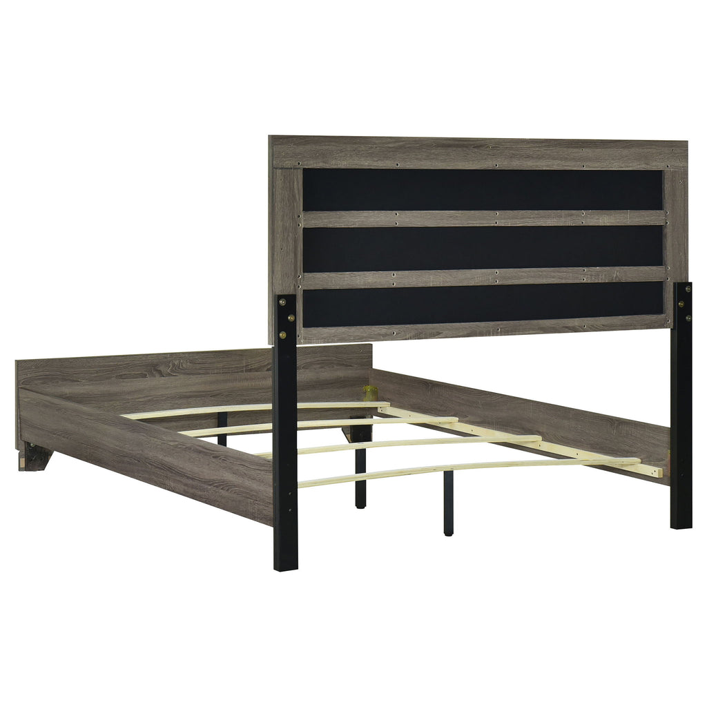 Funston - 4 Piece Queen Bedroom Set With Upholstered Headboard - Oak