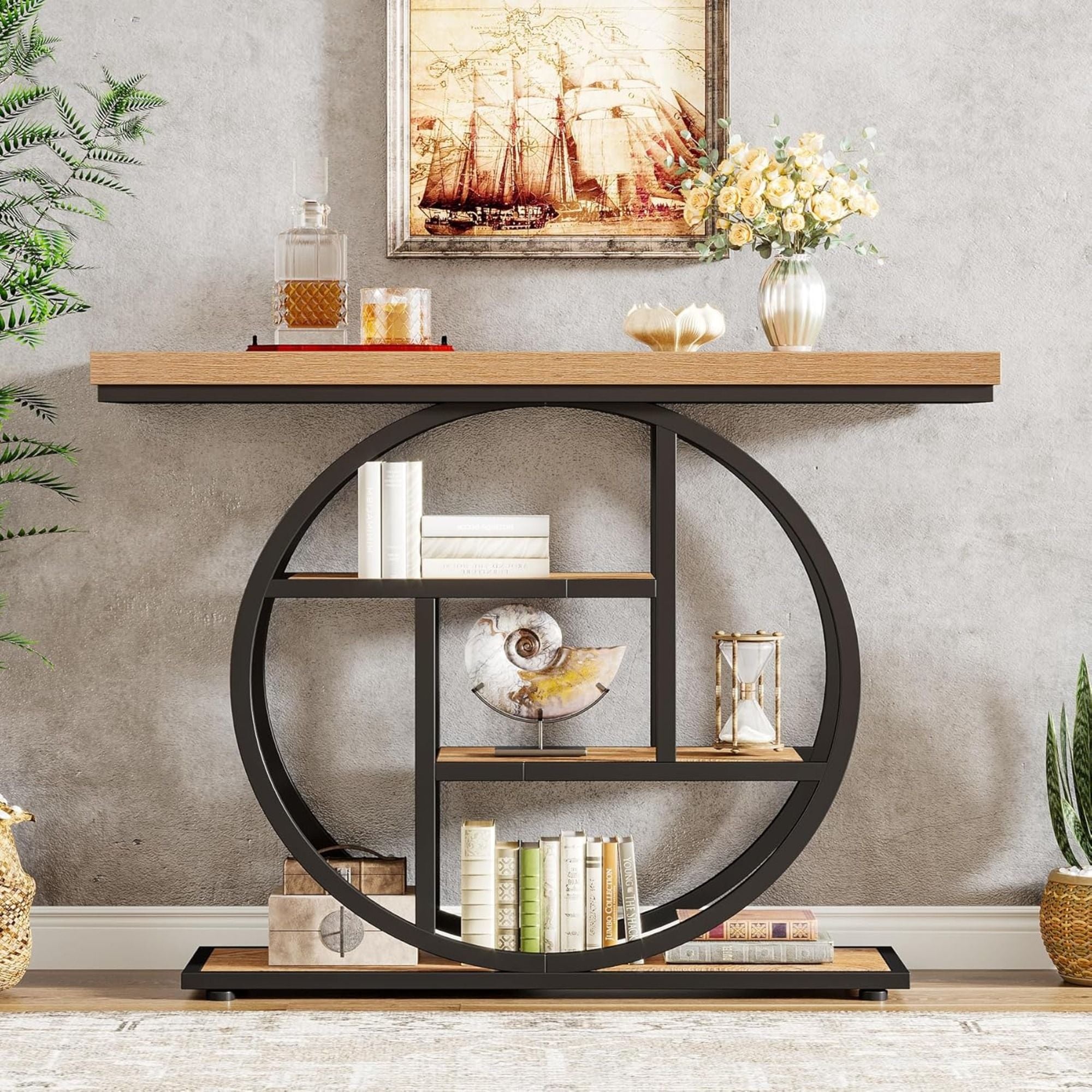 Console Table With 4 Tier Design For Living Hallway