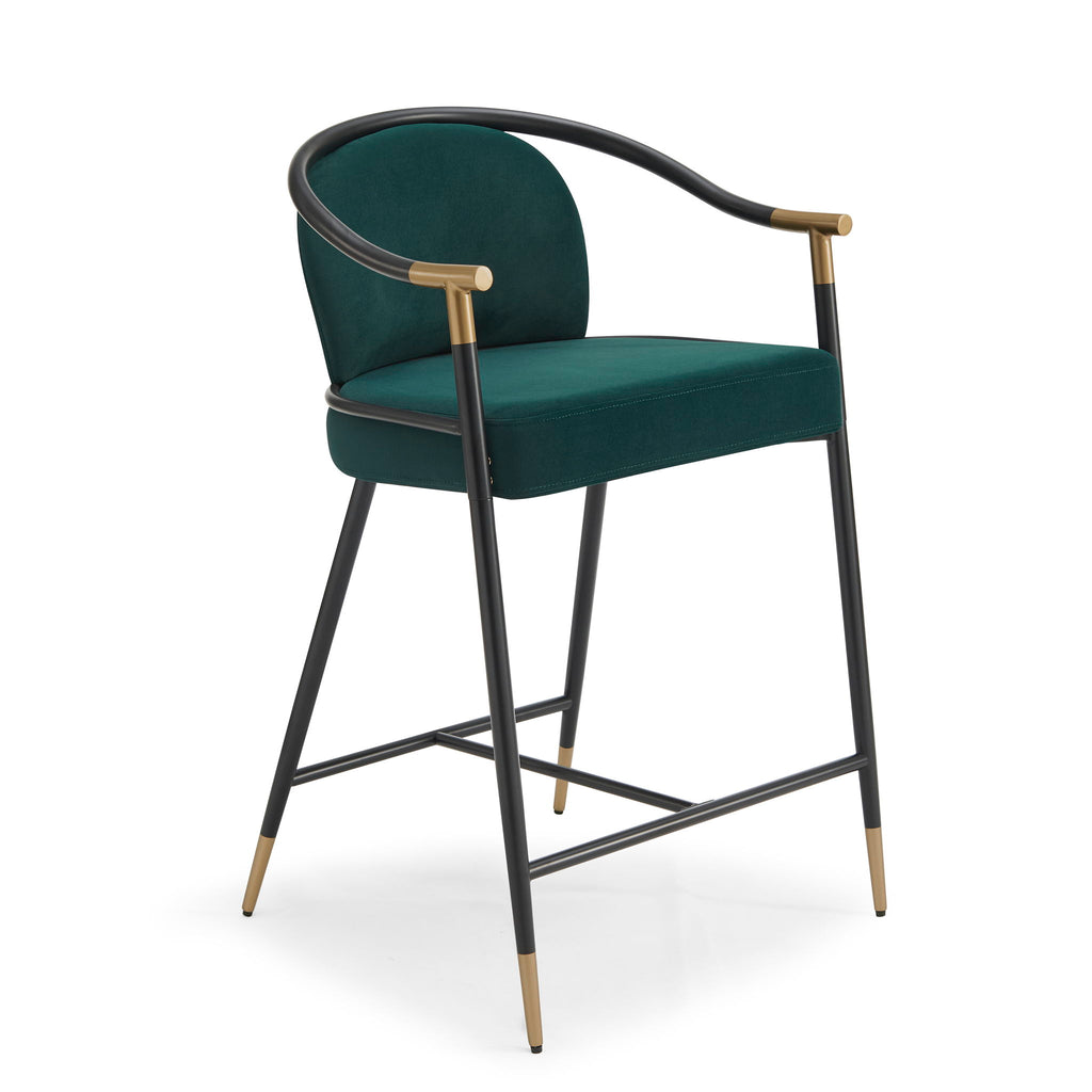Contemporary Upholstered Counter Stool Set With Metal Frame