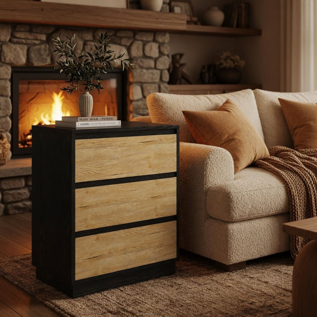 3 Drawer Nightstand, Bedroom Side Table