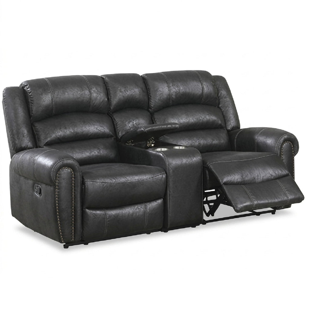Power Reclining Loveseat With USB Port And Cup Holder Console - Black