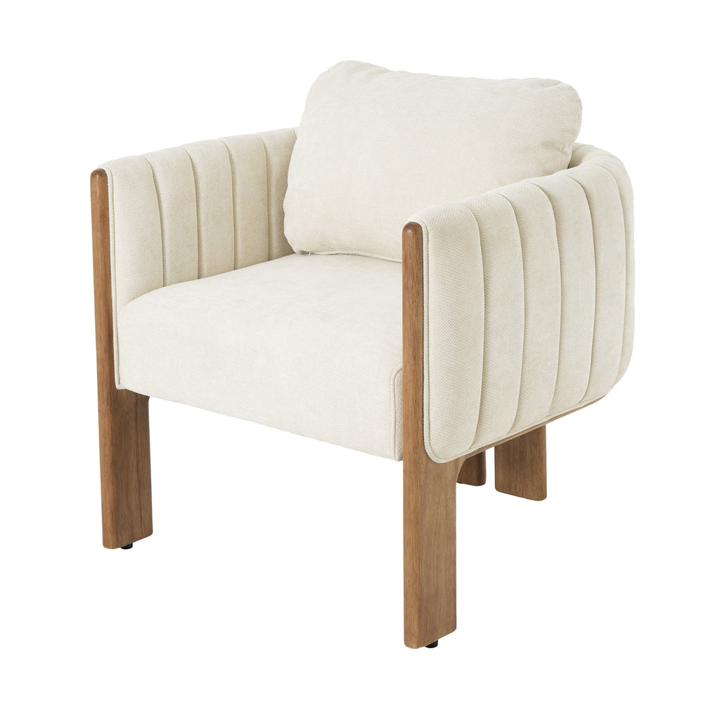 Upholstered Dining Chair With Vertical Channel Tufting (Set of 2) - Beige / Walnut