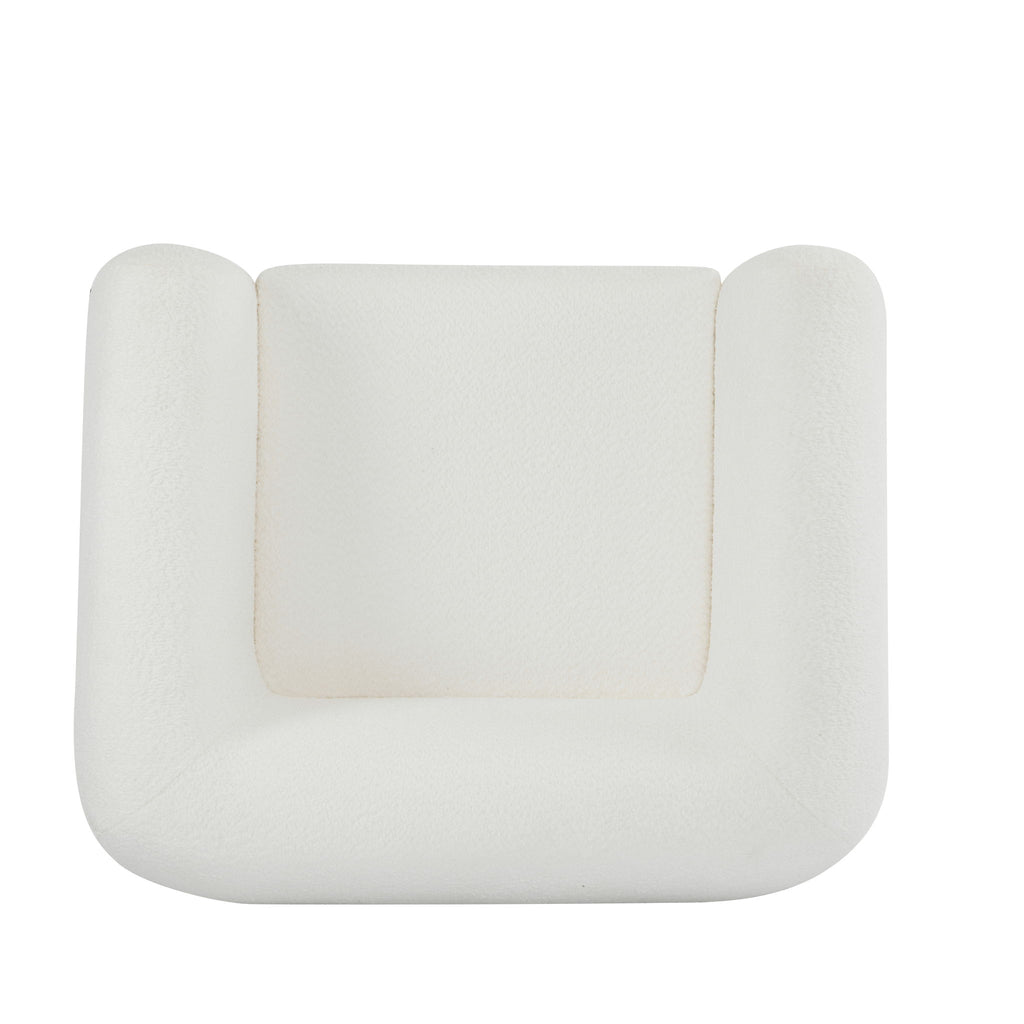 Modern Upholstered Boucle Arm Chair With Tuxedo Design And Triangular Legs