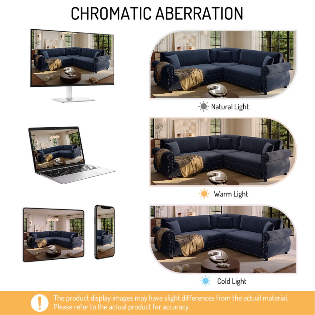 L-Shaped Sofa Couch With Pull-Out Bed