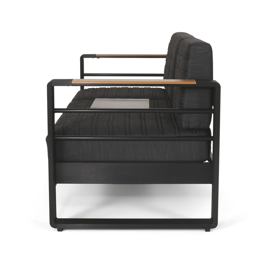 Giovanna - 3 Seater Sofa With Aluminum Frame And Water Repellence Cushions - Black