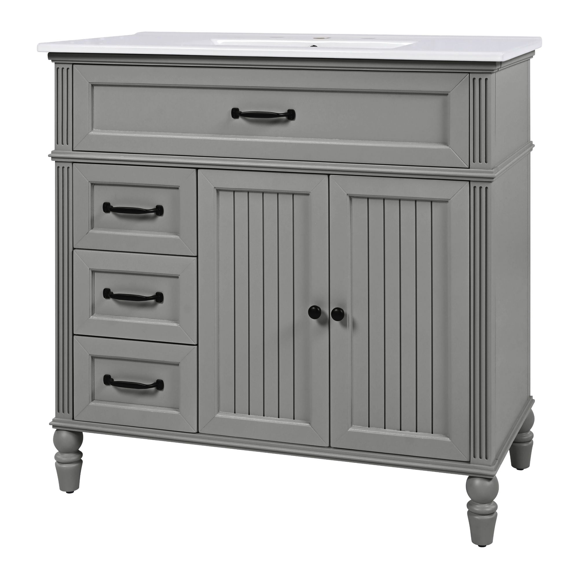 Bathroom Vanity With Sink, Freestanding Cabinet & Drawers