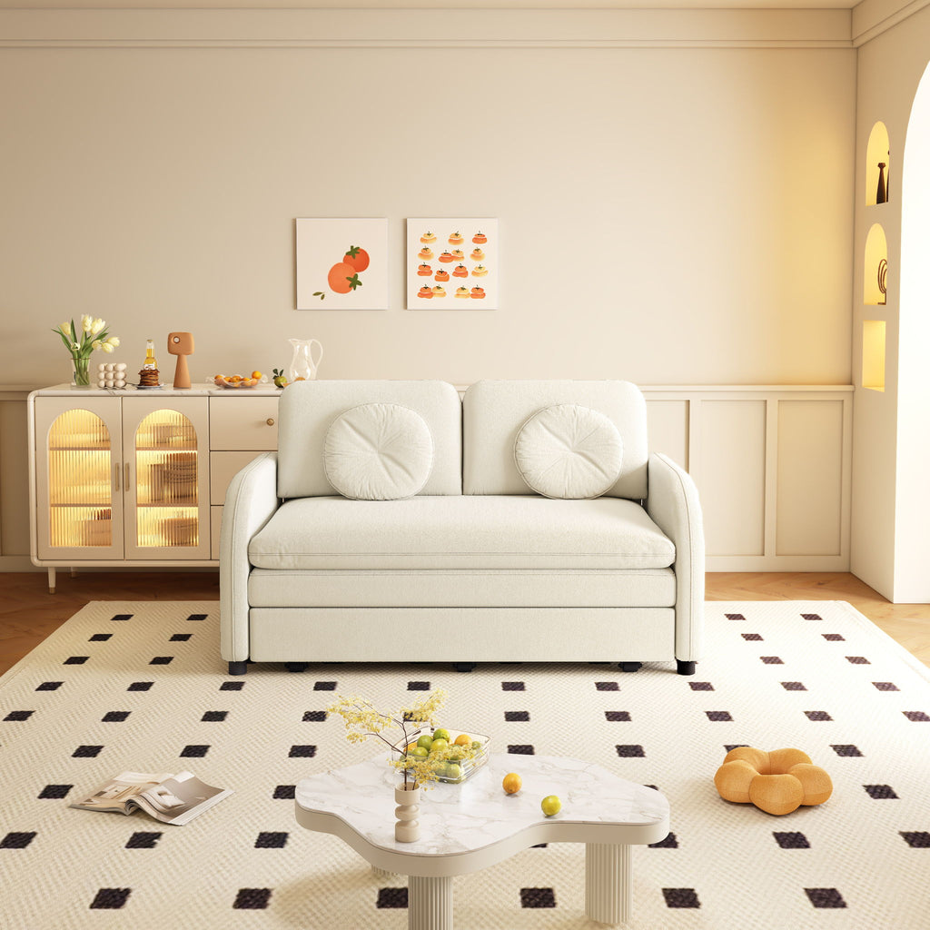 Upholstered Pull Out Couch With Side Pocket & USB Port