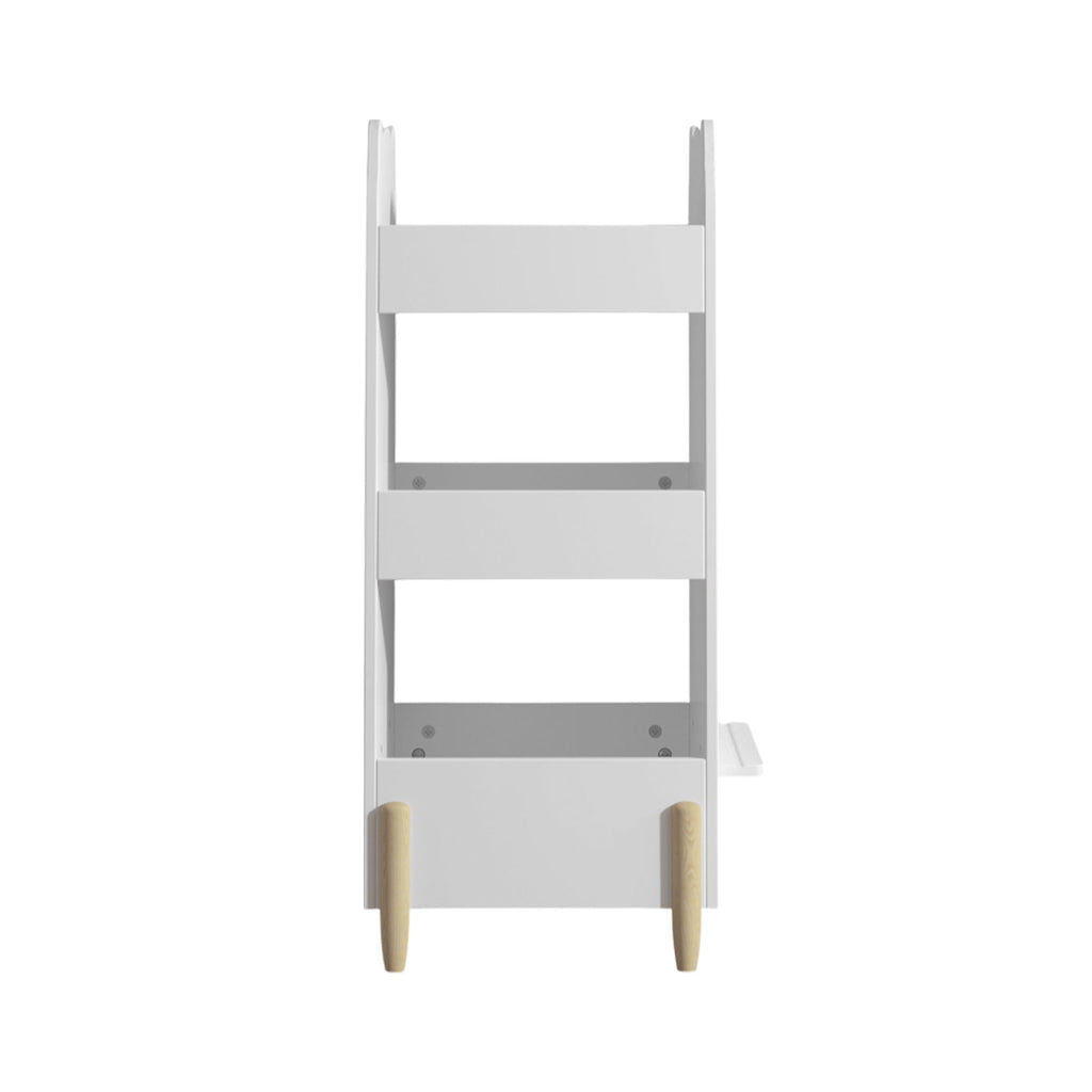Bear Shaped Bookshelf With Chalkboard Side, 3 Tier Storage Organizer For Playroom - White