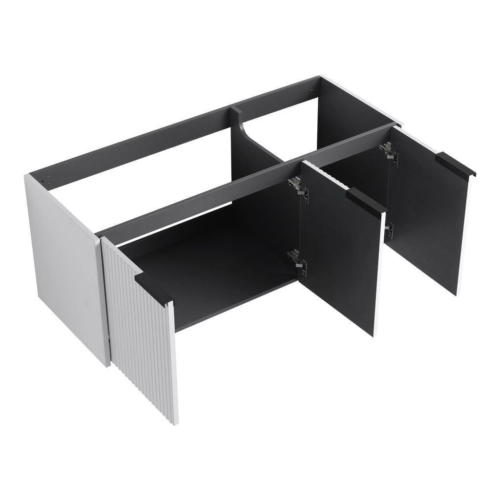 Contemporary Wall Mounted Bathroom Vanity With Resin Double Sink
