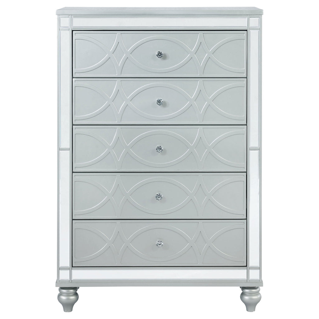 Arabesque - 5 Drawer Bedroom Chest - Silver