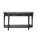 Carved Console Table With Storage Shelf For Living Room - Black
