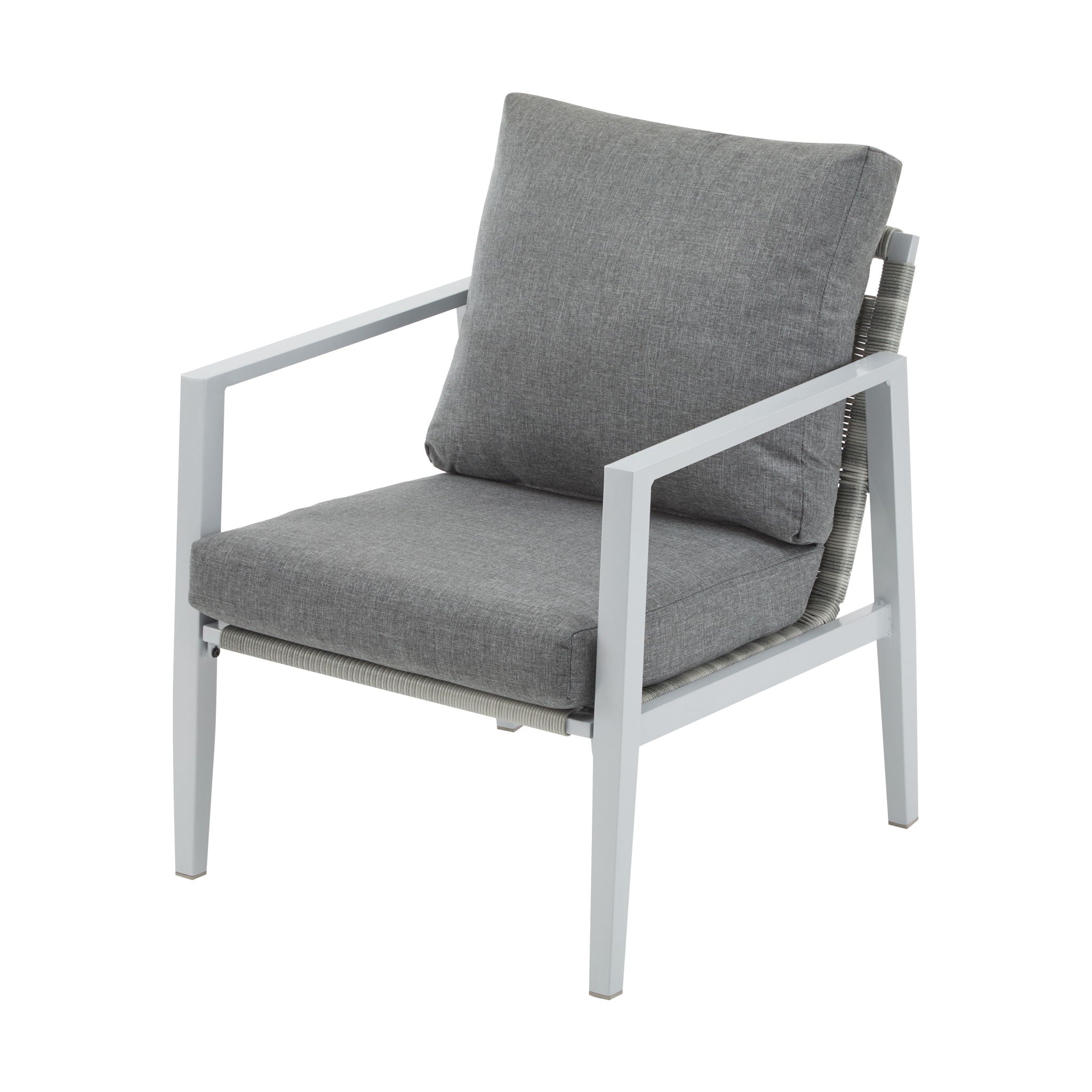 Modern Lounge Chair With Rope Accents And Cushions