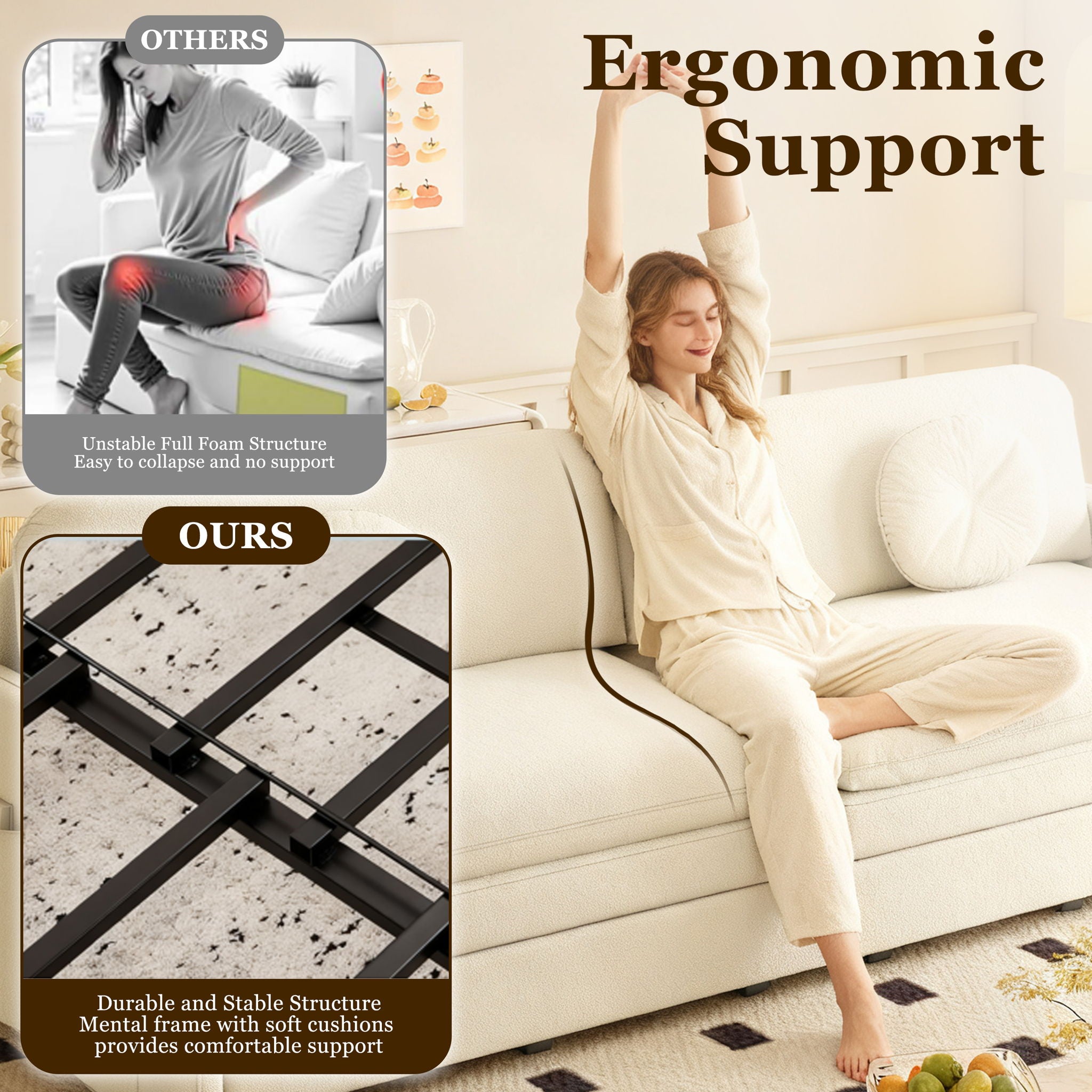 Upholstered Pull Out Couch With Side Pocket & USB Port