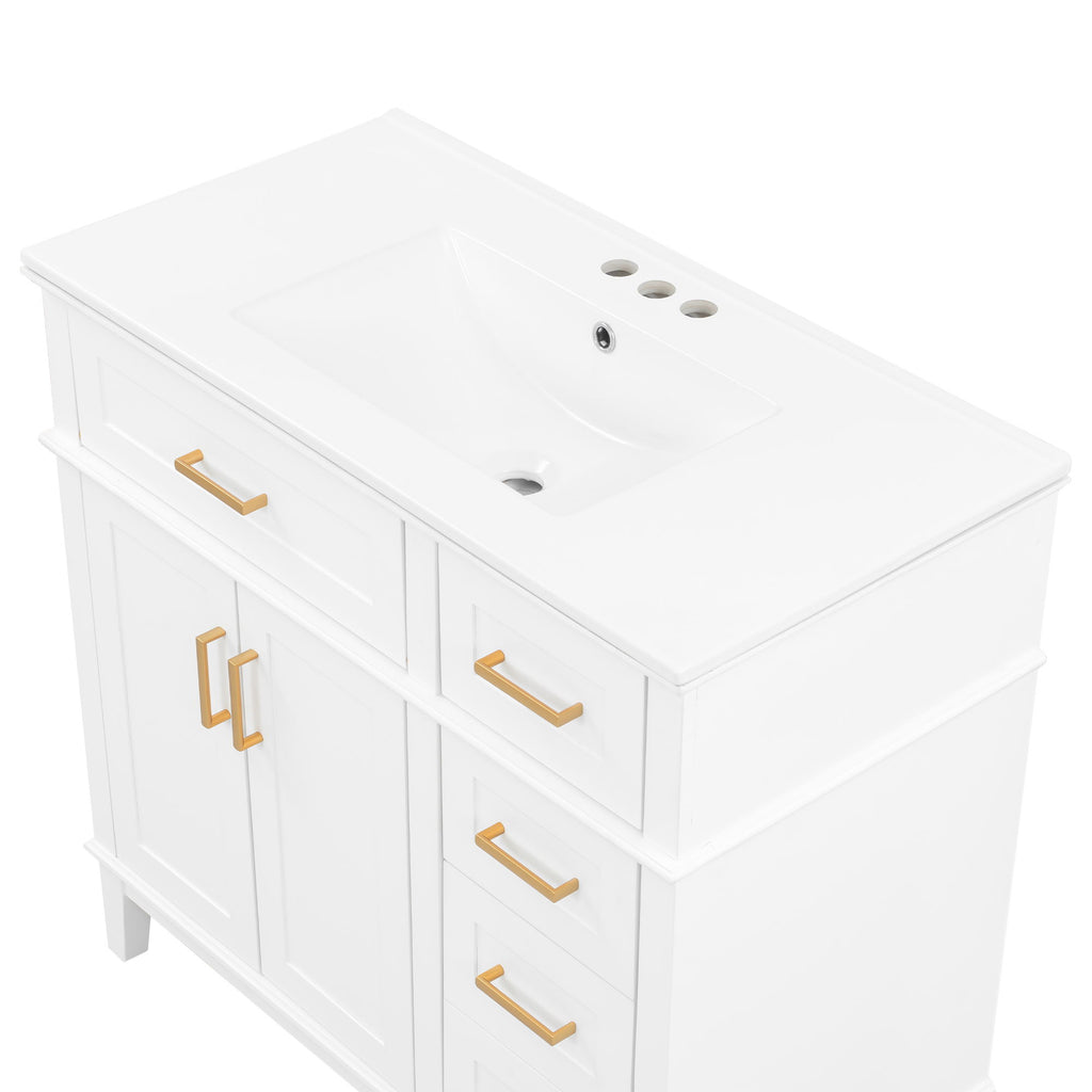 Modern Bathroom Vanity With Sink, Soft Close Doors, 4 Storage Drawers