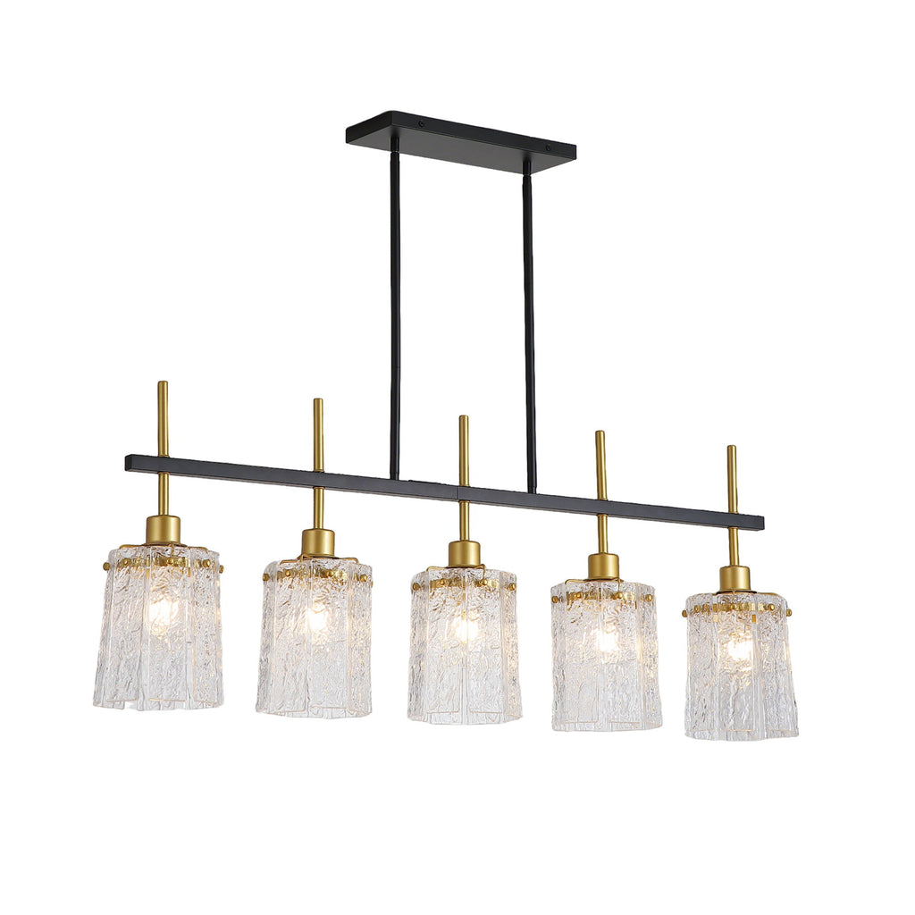 Chandelier 5 Light, Fixture Over Table - Black / Gold