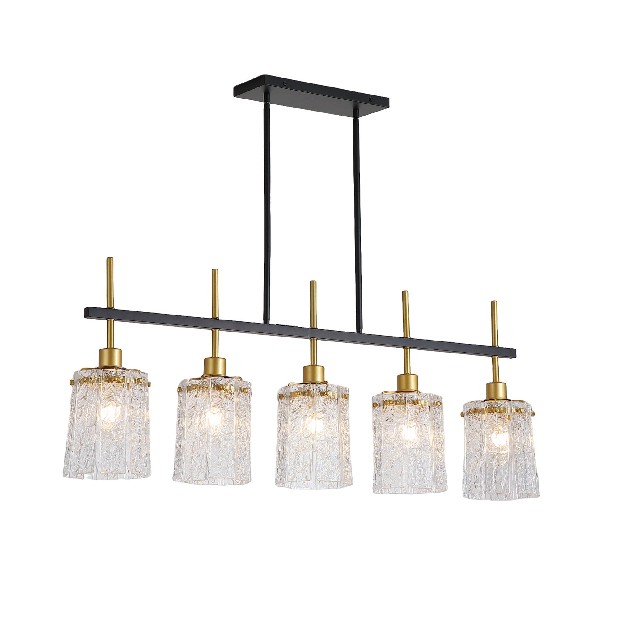 Chandelier 5 Light, Fixture Over Table - Black / Gold