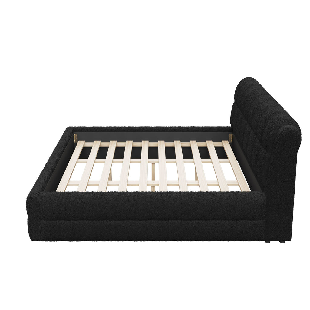 Upholstered Platform Bed With Stitching Details