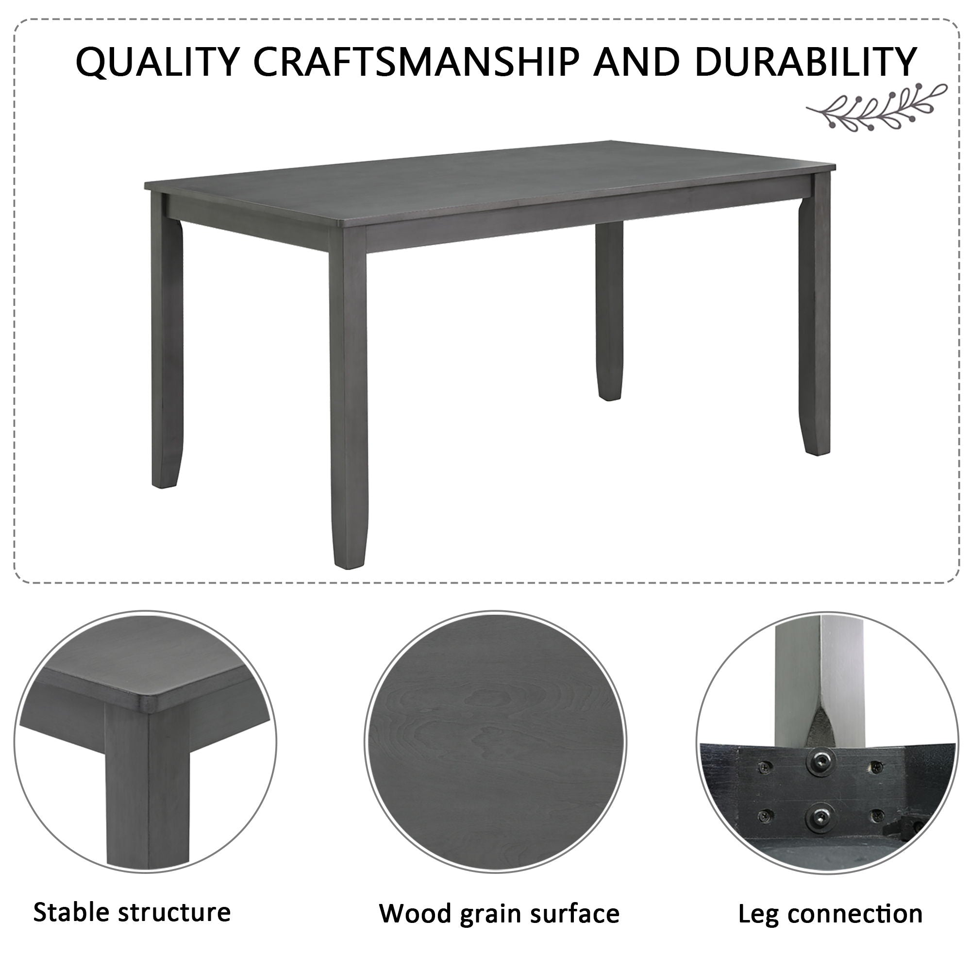 Dining Table Set With Upholstered Chairs, Rectangular Dining Table Set