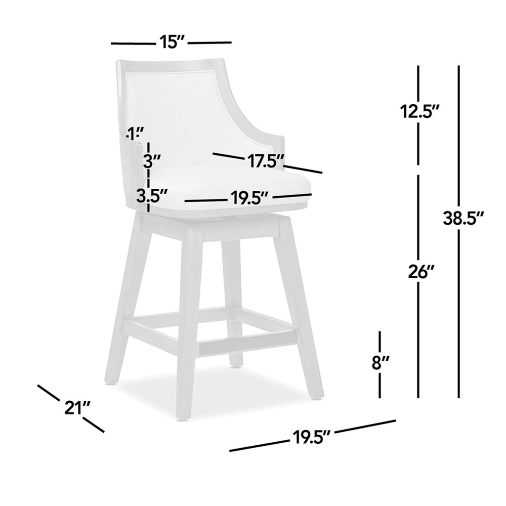 Bahama - Cane High Back Swivel Counter Stool With Recessed Arms Textured Weave - Taupe Beige