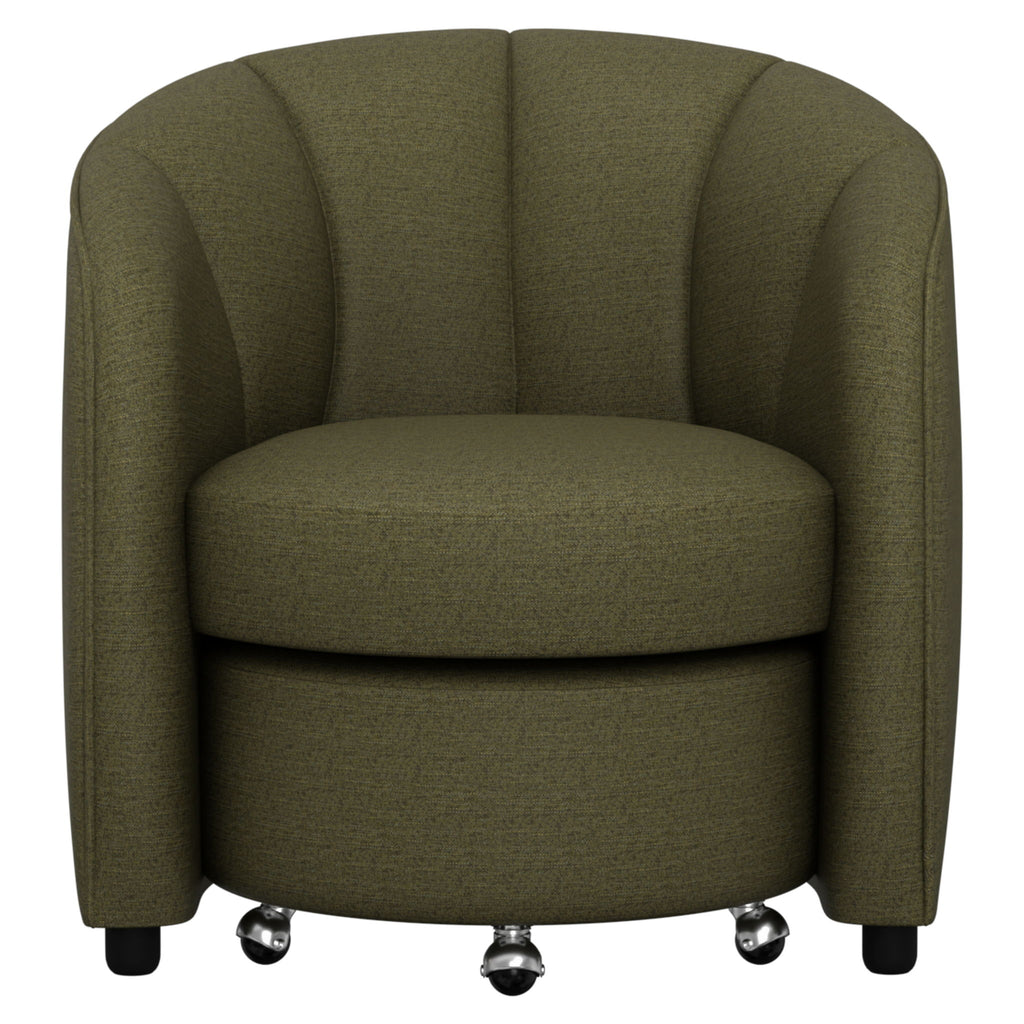 Barrel Chair With Nesting Ottoman - Forest Green