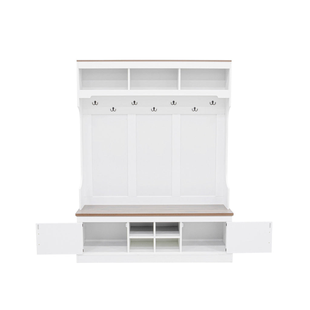 Farmhouse Hall Tree With Bench And Shoe Storage