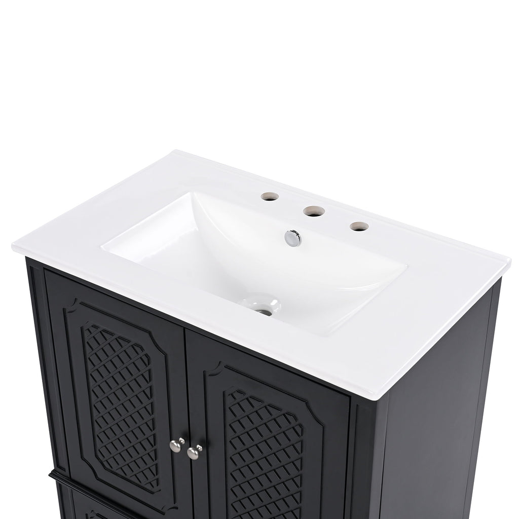 Vintage Style Bathroom Vanity With Sink, Multi Functional Storage, Soft-Closing Door