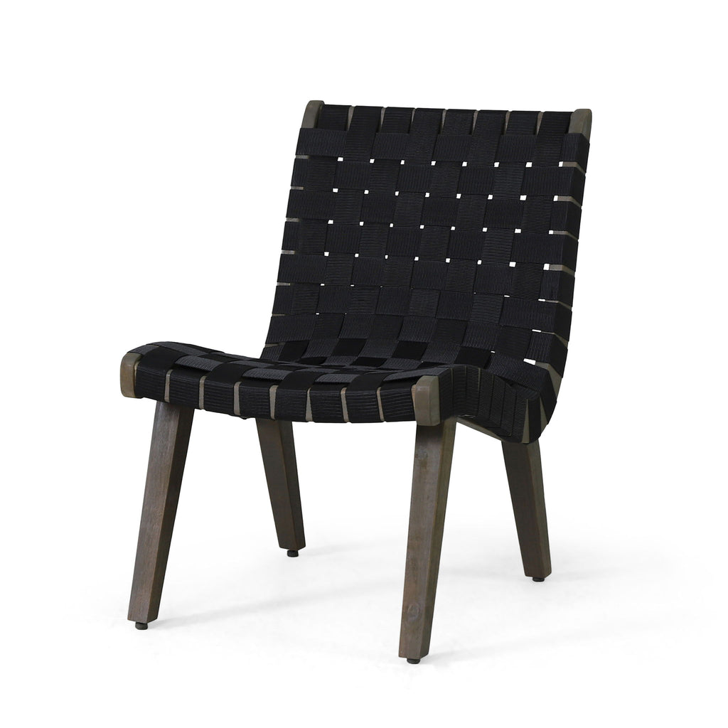 Lounge Chair With Stunning Rope Weave Design, (Set of 2) - Black
