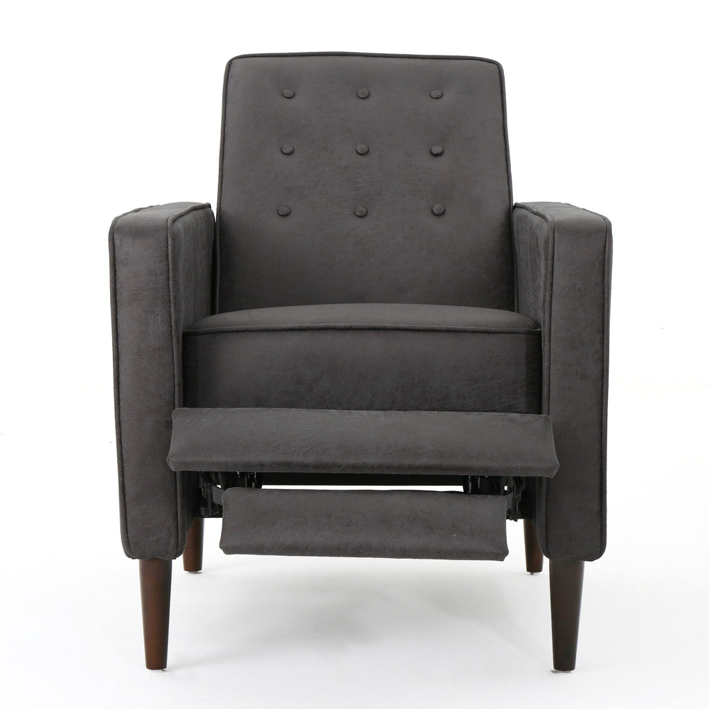 Macedonia - Mid Century Modern Button Tufted Fabric Recliner - Slate