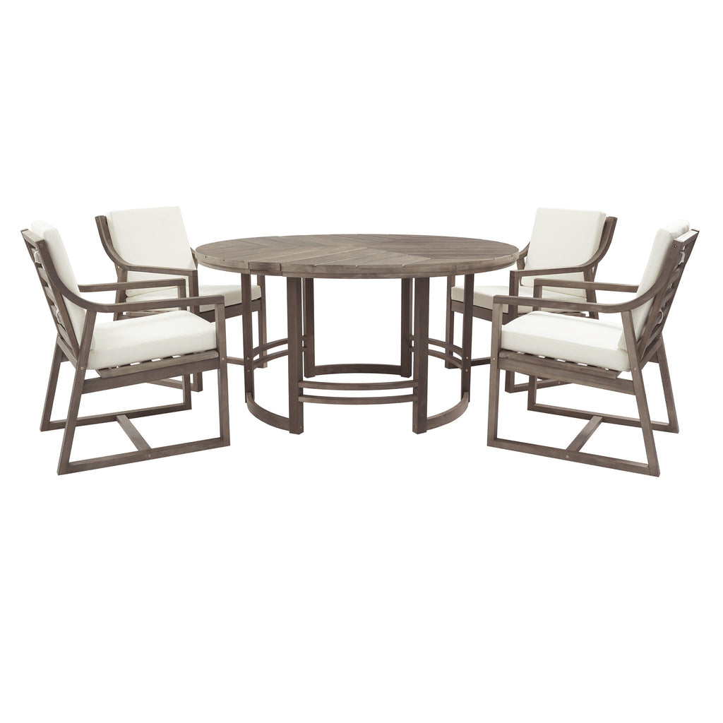 5 Piece Outdoor Dining Set, Patio Table And Chairs With Umbrella Hole