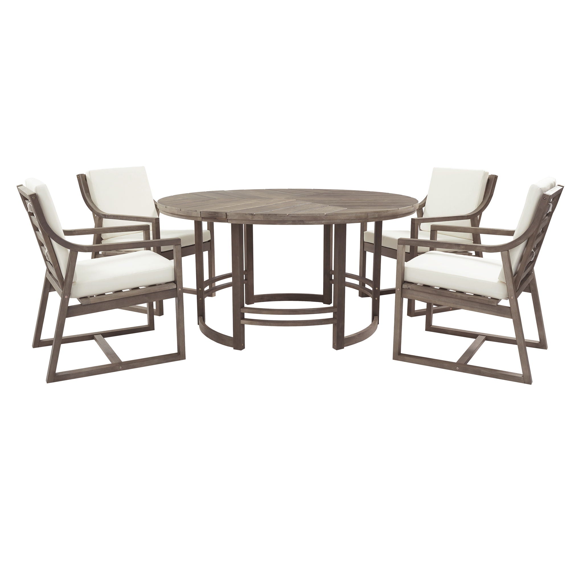 5 Piece Outdoor Dining Set, Patio Table And Chairs With Umbrella Hole