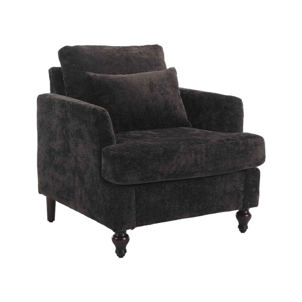 Modern Mid Century Wood Frame Armchair With Tufted Design