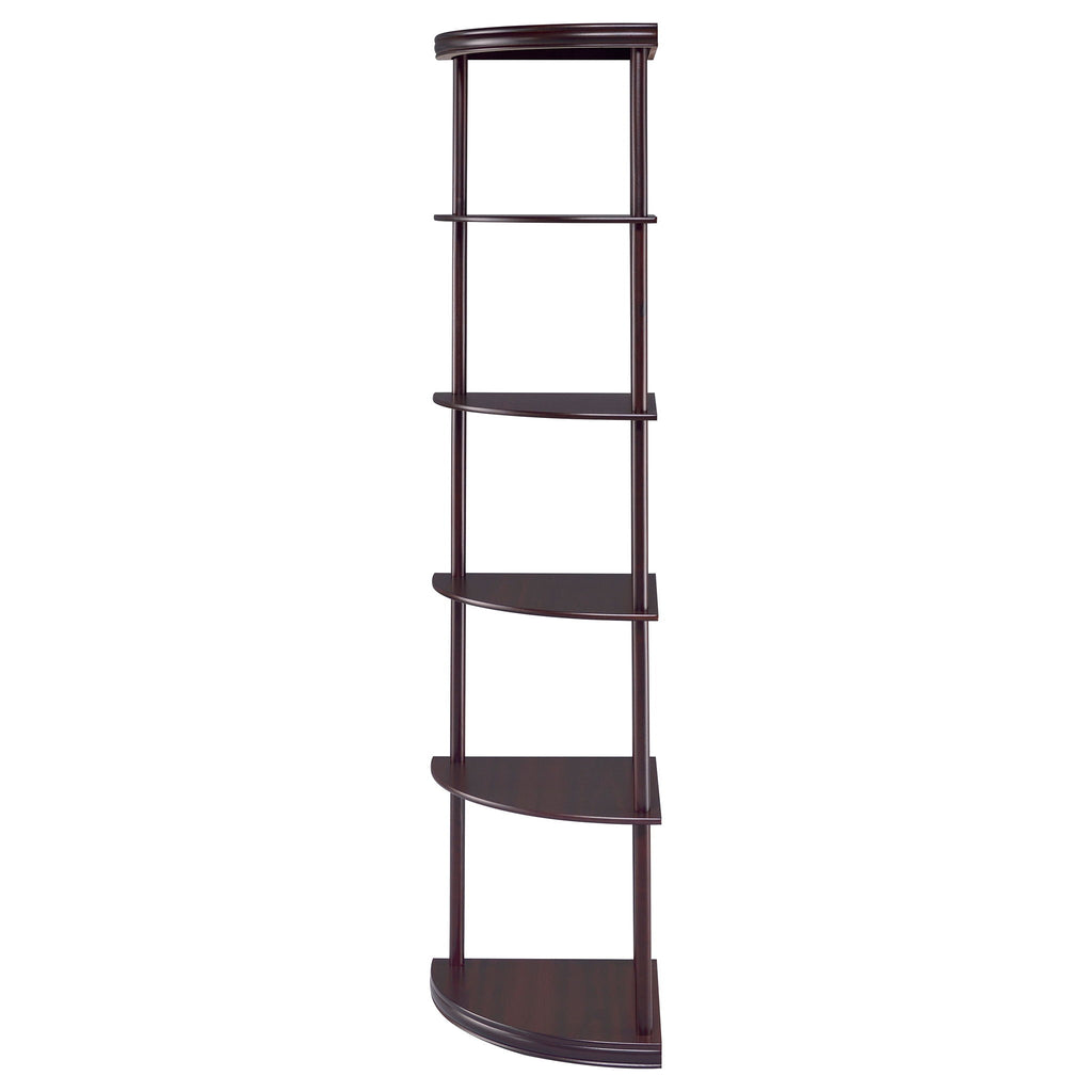 Corner Bookcase With 5 Shelves, Compact Design For Living Room - Cappuccino